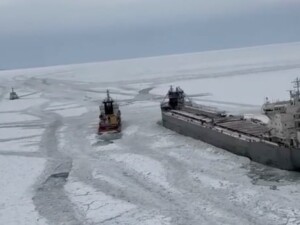 Ice-bound Canadian ship with 17 people on board no longer stuck in frozen Lake Erie